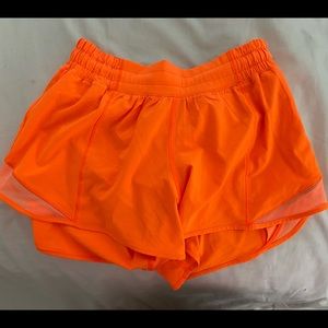 new highlight orange lululemon shorts!! size 4